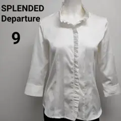 【スプレンディッド】シャツ ブラウス フリル ハンドカラー 七分袖 オフィス