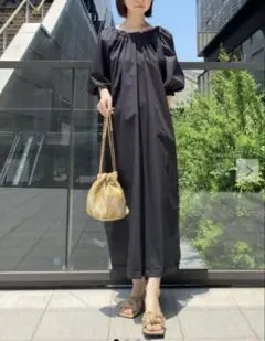 Mila Owen 後ろリボンコクーンギャザーワンピース