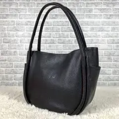 ★未使用に近い キタムラ ハンドバッグ オールレザー シボ革 黒 冠婚葬祭