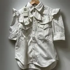 ZADIG & VOLTAIRE フリル付きホワイトデニムシャツ定価¥45700