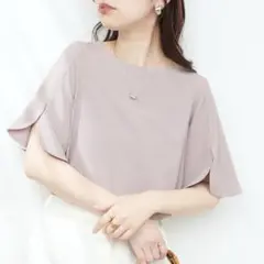 新品✿ BACKパールハチワレスリーブTOPS ピンク ナチュラルクチュール