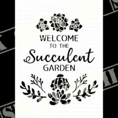 ステンシルシート　【N-176】　多肉植物　ウェルカム