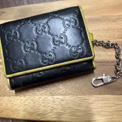 グッチ GGシマ 三つ折り財布 レザー　チェーン