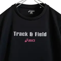 asics アシックス スポーツTシャツ バックプリント 陸上 黒 レディースL