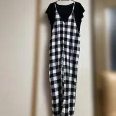 チェック柄サロペット