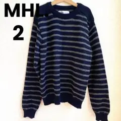 MHL. マーガレットハウエル ボーダー ウール ニット プルオーバー セーター