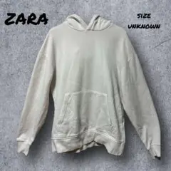 335★【ZARA】　パーカー　しろ　フーディー　シンプル　カンガルーポケット