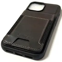 【在庫処分】 iPhone15 カバー　ケース　カードホルダー付　合成皮革　黒