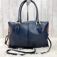 トッズ TOD'S ショルダーバッグ 2way Dキューブ レザー バイカラー