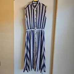 チャオパニック　ストライプ ノースリーブ ロングワンピース