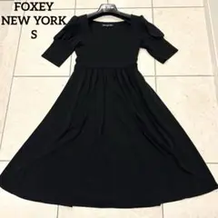 美品 FOXEY NEW YORK プリーツワンピース フレア 38 ブラック