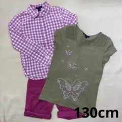 GapKids 蝶刺繍シャツ・半袖・半パン ３点セット