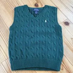 Polo Ralph Lauren ケーブルニットベスト 4/4T グリーン