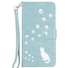 Galaxy S22 SCG13 au ケース 猫ミントグリーン新品