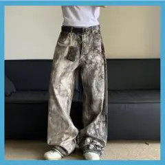 【新品未使用】リアルツリー柄 カモ柄 迷彩 デニム ワイドパンツ 韓国 y2k
