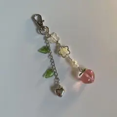 ビーズキーホルダー ピーチ
