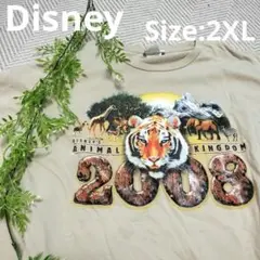 Disneyディズニー アニマルキングダム 2008 虎 半袖Tシャツ 2XL
