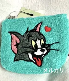 トムとジェリー　ミニさがらポーチ　水色　ブルー