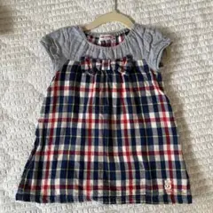 MIKIHOUSE 半袖ワンピース チェック リボン 90cm
