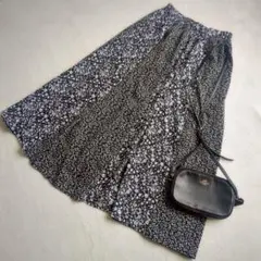 ザショップTK◇フラワープリントスカート パッチワーク風 切替 フレアロング M