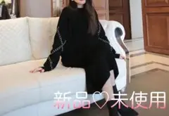 【NEW】2点セット セーター スカート セットアップ 女子力 ブラック