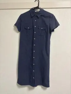 D&Family ネイビー チェック シャツワンピース