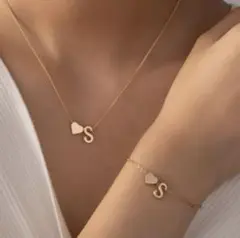 S イニシャル ネックレス ブレスレット セット 推し BTS ユンギ シュガ