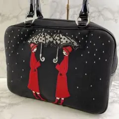 LULU GUINNESS ルルギネス 刺繍×帆布 キャンバス ハンドバッグ