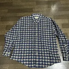 NATURAL ISSUE ネイビー チェック柄 長袖シャツ L