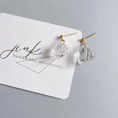 不規則クリア 氷ピアス/ノンホールピアス クリア ゴールド