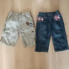 ベージュとデニムの半パンツ２着