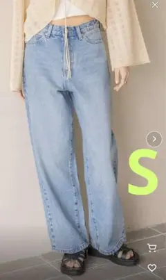 LOWRYS FARMワイドストレートデニムパンツ