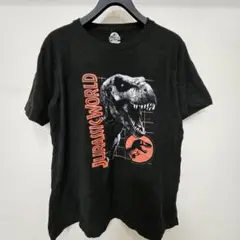 【ジェラシックワールド】恐竜 ティラノサウルスTシャツ　古着　L　黒