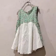 【Toi Toi Toi】120サイズ　チェニック　花柄　グリーン×オフホワイト
