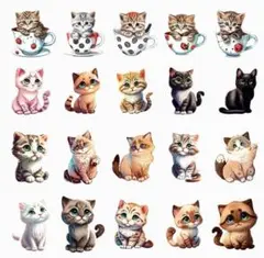 残９★①猫 アイロンプリント 20柄セット 熱転写シート