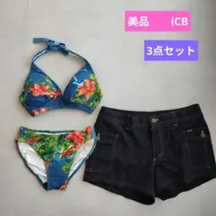 美品◆トロピカルフラワー柄ビキニセット