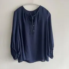 DES PRES デプレ　トゥモローランド　ネイビー 七分袖　ブラウス