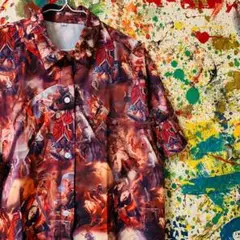 絵画 アバンギャルド 半袖シャツ 柄シャツ お洒落 メンズ 新品 夏 メンズ