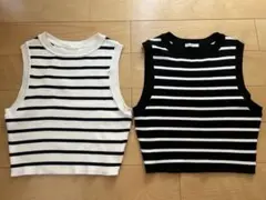 gu ニットクロップドタンクトップ 2枚セット