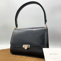 ✨美品✨GUCCI ハンドバッグ オールドグッチ カーフ レザー ブラック