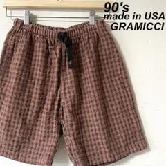 USA製 古着 90's グラミチ シアサッカー ショートパンツ ブラウン