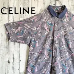 セリーヌ CELINE 柄シャツ 魚柄 総柄 半袖 おしゃれ古着