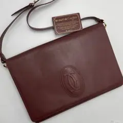 上品✨カルティエ ショルダーバッグ マストライン レザー ボルドー