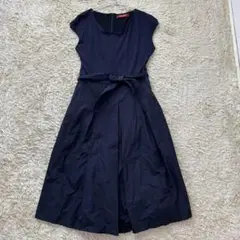 美品✨ マックスマーラ ロングワンピース ベルト Aライン ビジュー M 紺