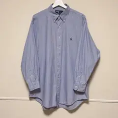 美品 90年代 YARMOUTH ストライプシャツ ラルフローレン ブルー L