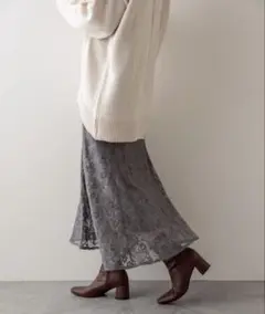【新品未使用】natural couture お花ベロアレースマーメイドスカート