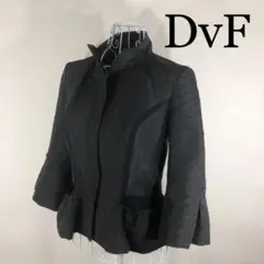 DVF ジャケット ブラック 4サイズ ペプラム 水玉 ドット柄