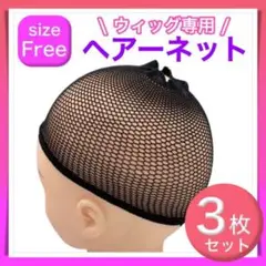 【 3set 】 ウィッグ ネット ウィッグキャップ ヘアーネット フリーサイズ