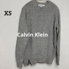 【Calvin Klein】ミックスニット　裾ジップ　グレー　M相当　丸首