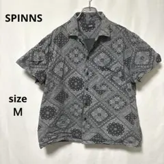 スピンズ / シャツ 半袖 ペイズリー柄 グレー系 Ｍ